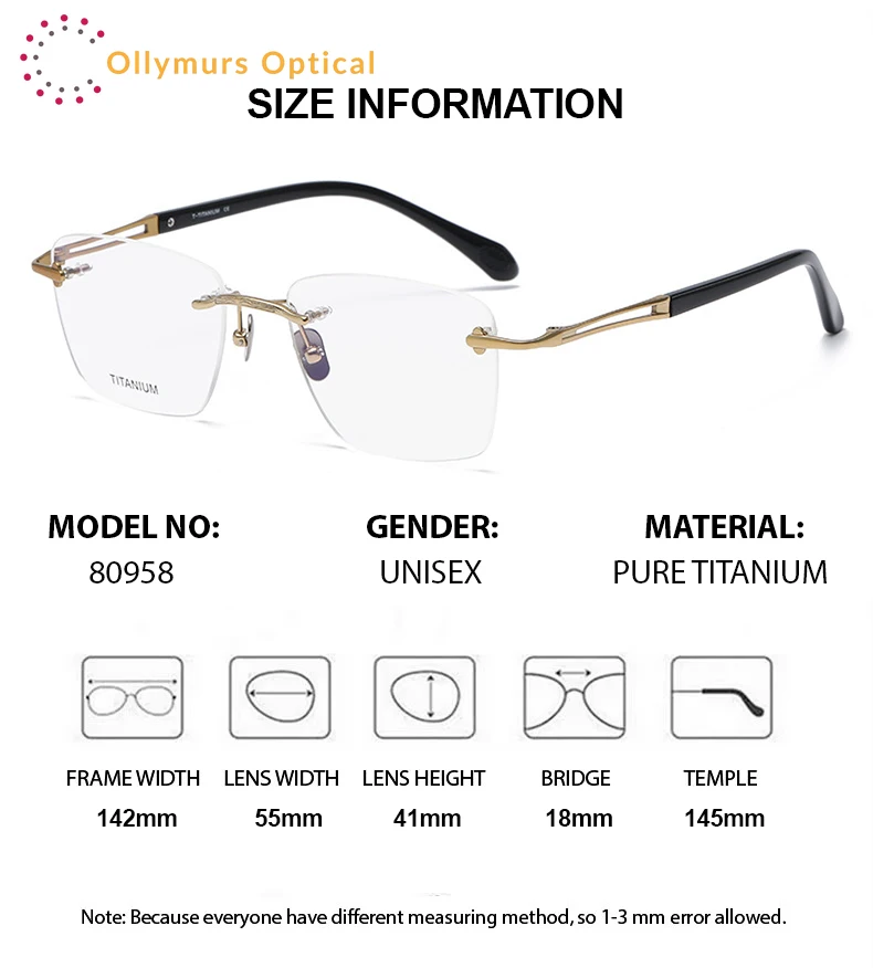 نظارات OLLYMURS بدون إطار للرجال نظارات طبية بتصميم عصري راقي بدون إطار تقدمي فوتوكروميك مضاد للأشعة الزرقاء #2