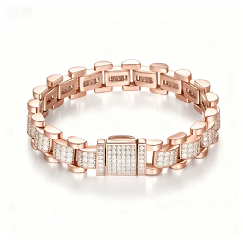 

S925 sterling silvermoissanite 10mm Cuban hip-hop bracelet for men and women, European and American fashion bracelet, holiday