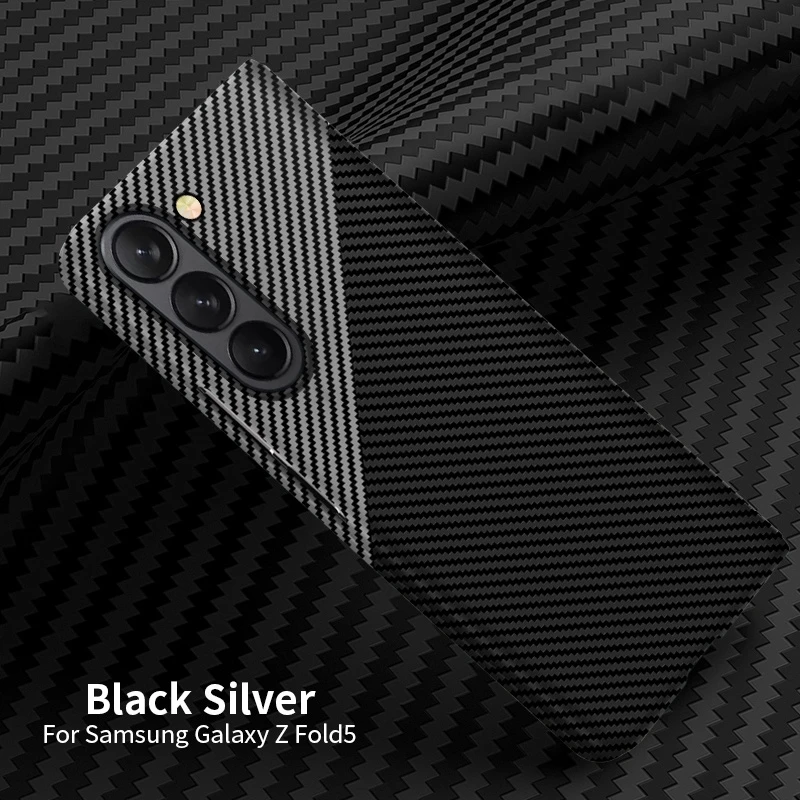 Carbon Fiber Texture Phone Cover For Samsung Galaxy Z Fold 5 Fold5 Zfold5 Case Hard PC Shockproof Protective Cases Coque Fundas