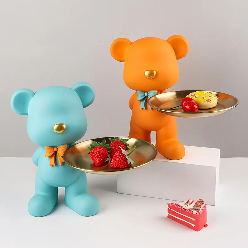 Kadi Bear storage tray Home decorations resin crafts cosmetics jewelry storage inventory heart snack plate