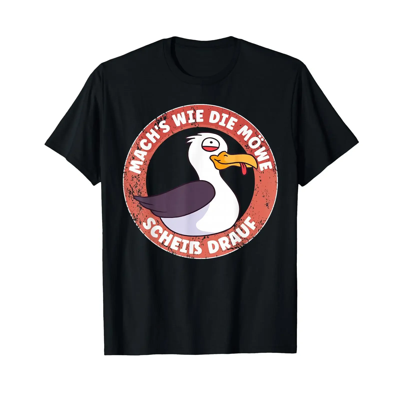 Do it like the seagull screw be fun T shirt vintage Washed graphic Breathable fashion Comfortable Top For Everyday Wear Unisex