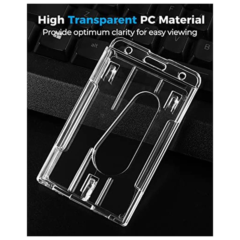 2PCS Vertical Hard Plastic Badge Holder Id Card Holders For Badges With Thumb Slot Design