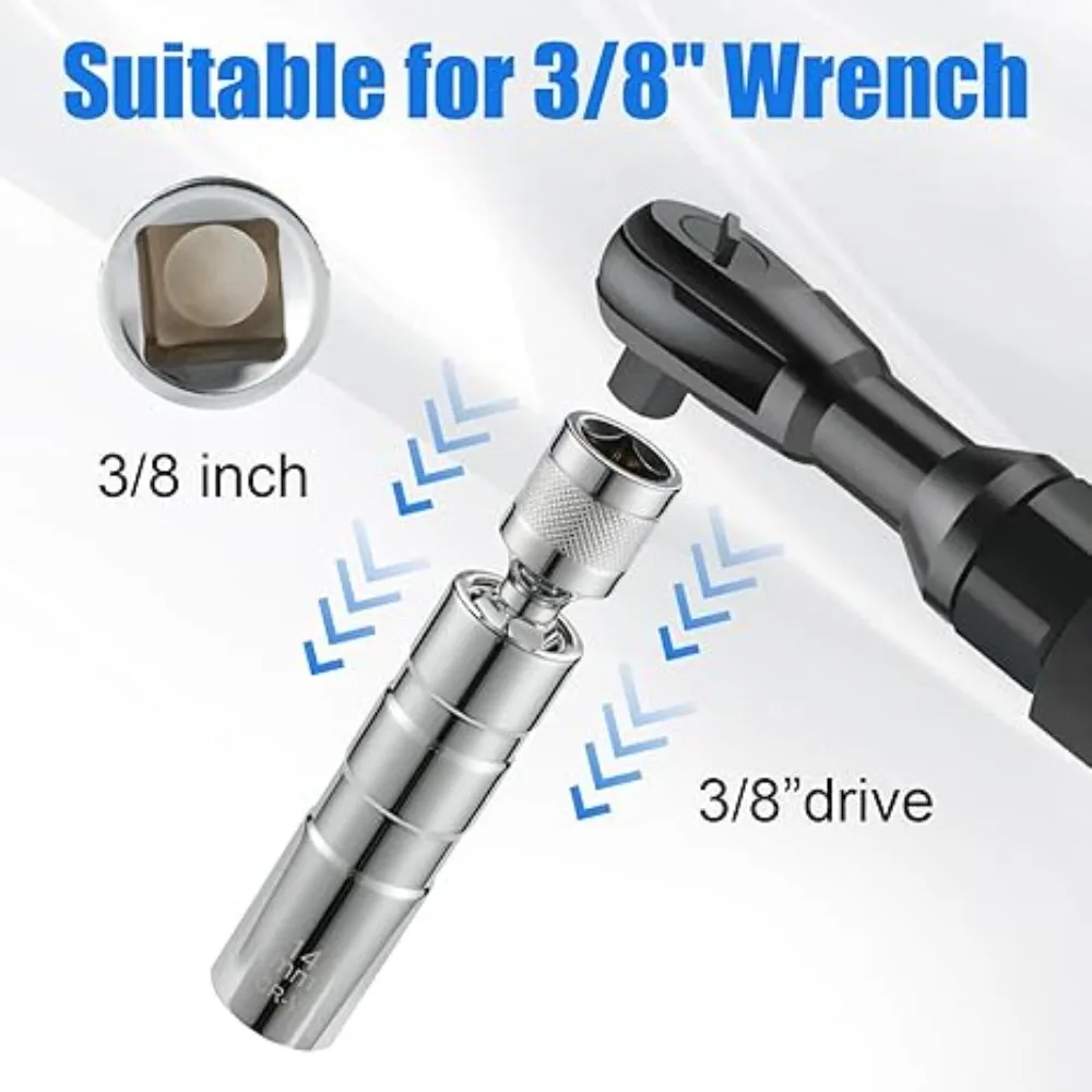 1-4Pcs 14mm 16mm Spark Plug Socket Key Magnetic Thin Wall Socket with Magnetic Design 12 Point Wall Ignition Plug Removal Tool