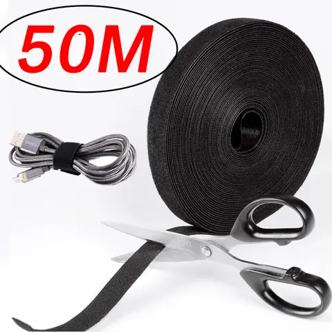 1-50m Velcros Cable Organizer USB Tie Cord Desk Computer Management Tape Ties Earphone Wire Holder Winder Phone Hook and loop