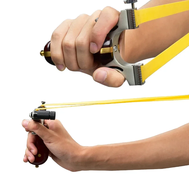 مقبض خشبي عالي الجودة من الفولاذ المقاوم للصدأ مقلاع خارجي احترافي دقيق للصيد مقلاع مريح