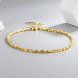 Birthday Gift 925 Sterling Silver Sparkling Gold Bracelet Women's Fashion Exquisite Bracelet Party Jewelry Free Delivery