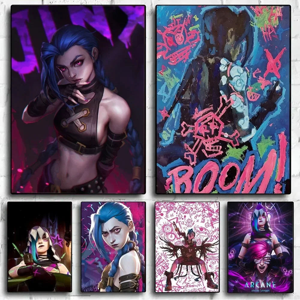 League Of L-Legends Jinx Poster No Framed Poster Kraft Club Bar Paper Vintage Poster Wall Art Painting Bedroom Study Stickers