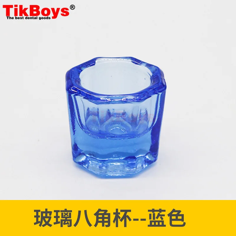 4Pcs/Set Dental Mixing Bowls Glass Octagonal Rcoencile Cups Oral Powder Holder Dentistry Lab Powder Holder Tool Container