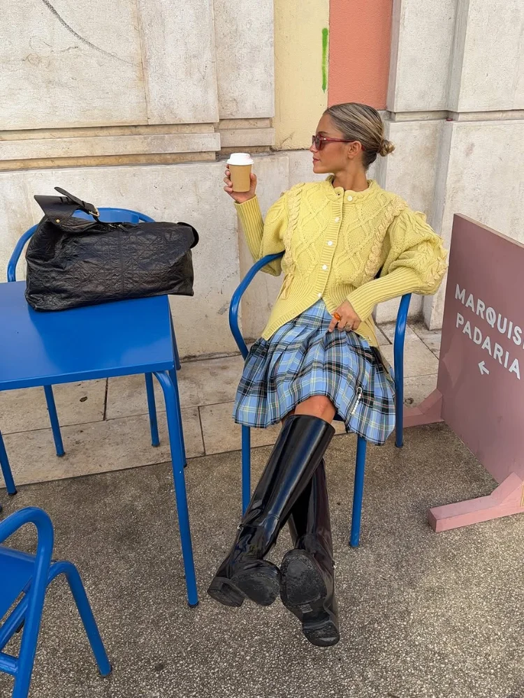 

Шикарный желтый кружевной вязаный кардиган, женский повседневный однобортный кардиган с круглым вырезом и длинными рукавами, короткие вязаные кардиганы, женский трикотаж