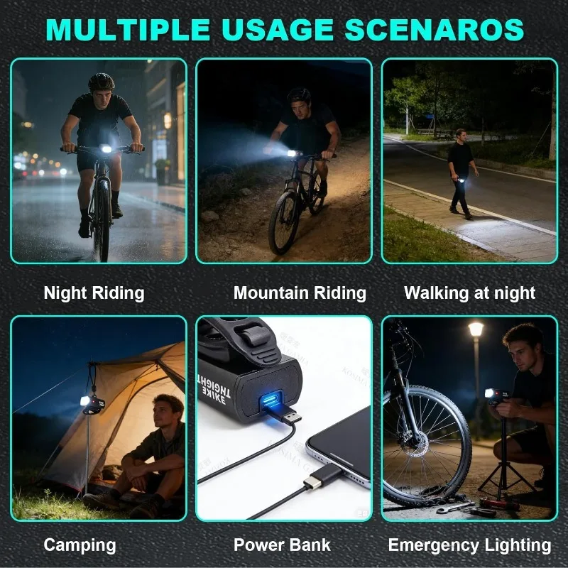Cycling Flashlight Waterproof Bicycle Headlight LED Ultralight Handlebar Lights Bike Front Light Type-C Rechargeable Bike Lamp view 6
