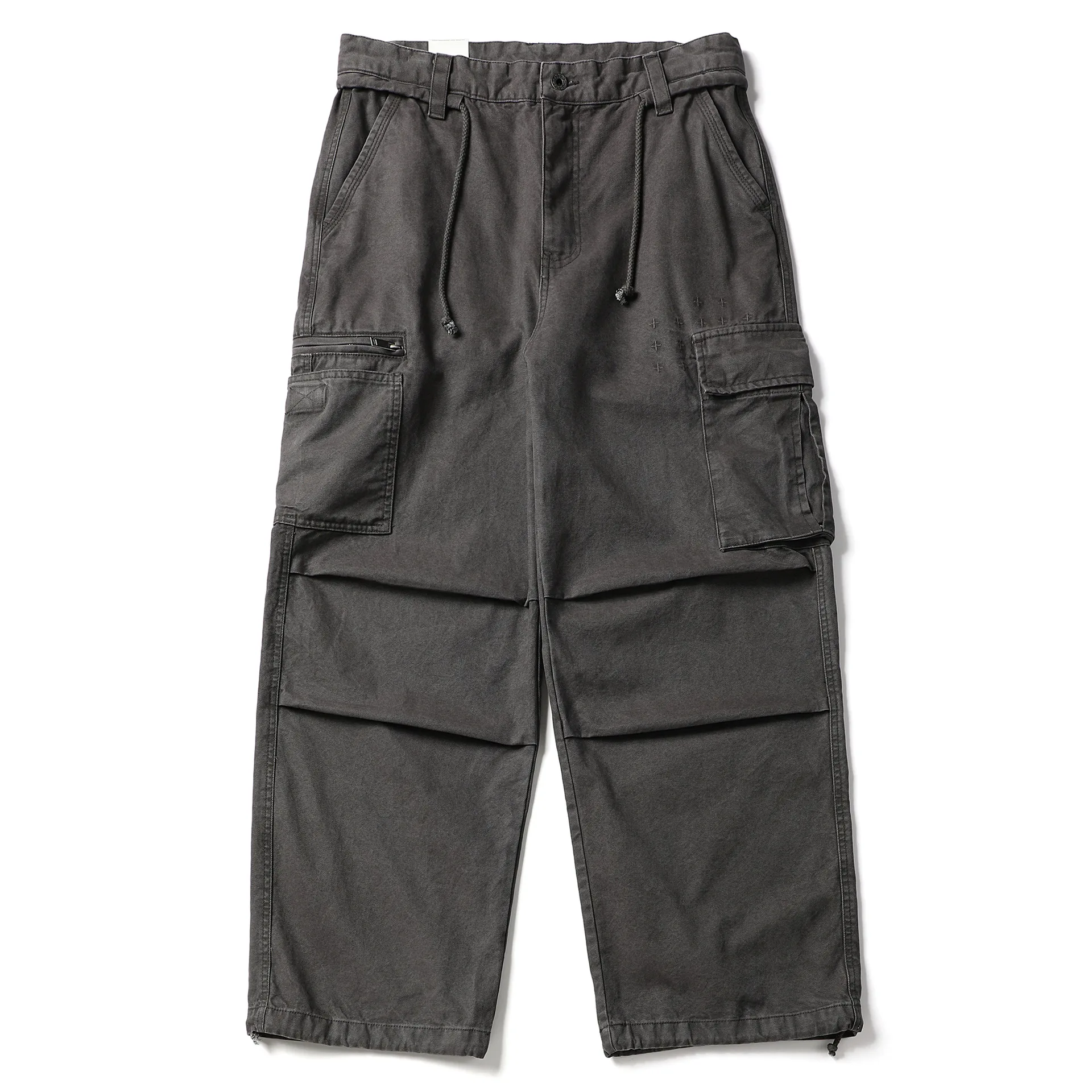 

Retro Japanese Sle Waed Multi-ket Workwear Casual Pants Loose Wide Leg Paratrooper Pants ex Floor-Length Trousers