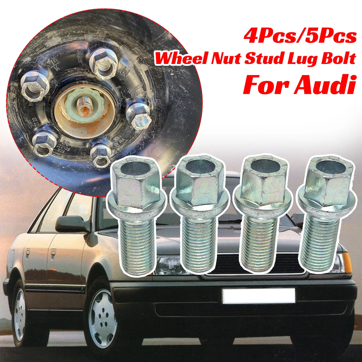 

4Pcs/5Pcs Wheel Tyre Nut Stud Lug Bolt Screw For Audi A3 8L 8P 8V 1996-2017 A4 A6 Replacement 443601139A 443601139C 8D0601139A