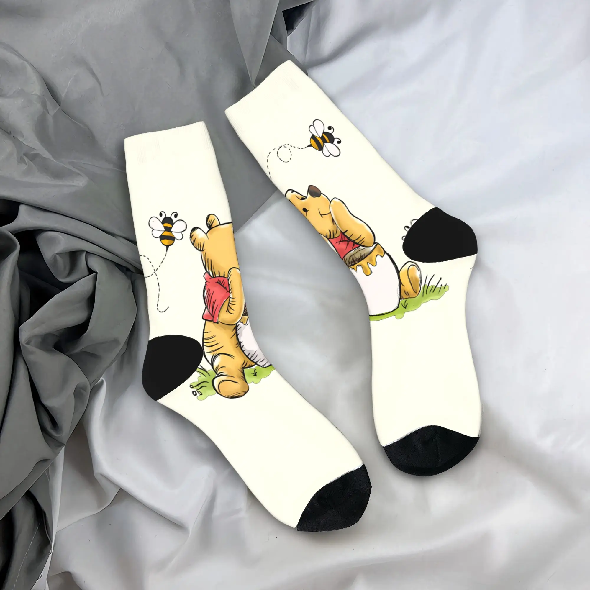 

Носки для взрослых и мужчин, Winnies the Poohs, медовые чулки, противоскользящие носки высокого качества, осенние кавайные велосипедные носки на заказ