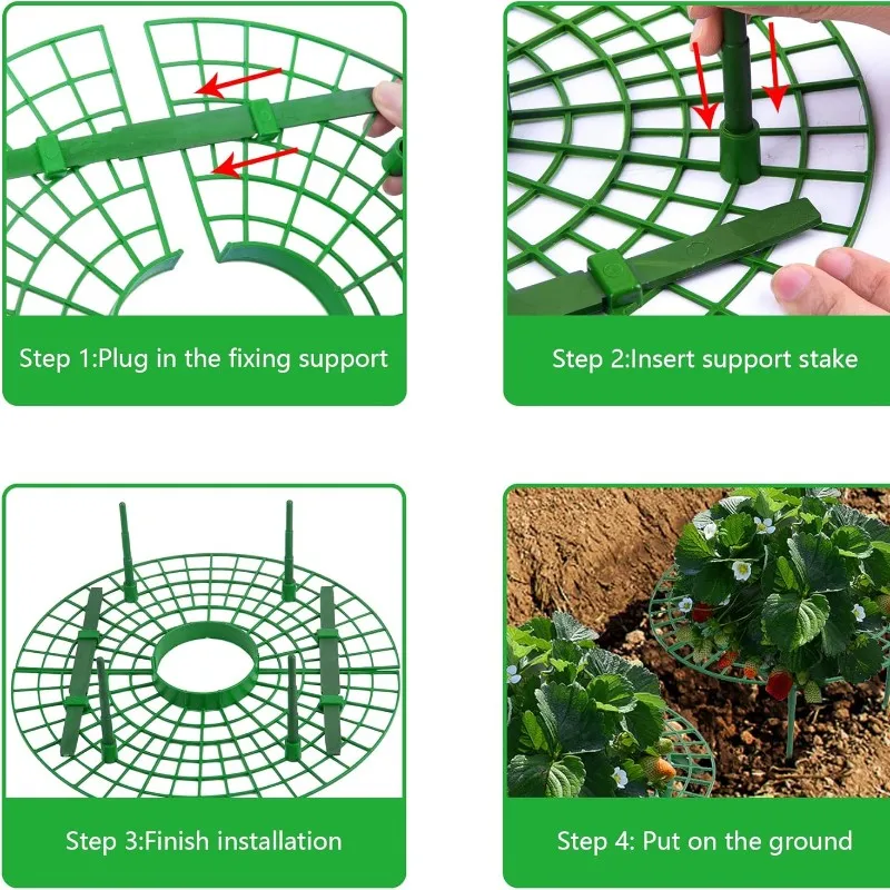 

【Фестиваль】Опоры для клубники – пластиковые, 10 шт., полукруглые, соединяющиеся, садовые инструменты для высадки растений в горшках на балконе