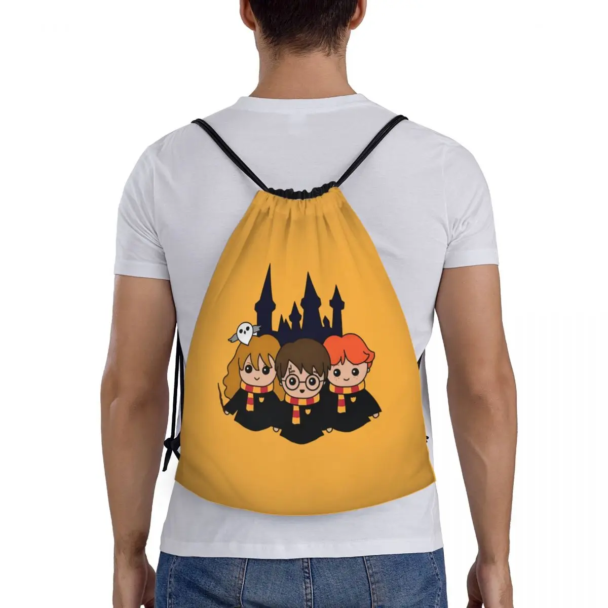 مخصص H-Harrys الرباط على ظهره النساء الرجال الرياضة الصالة الرياضية Sackpack طوي ماجيك حقيبة تسوق مدرسية كيس #2