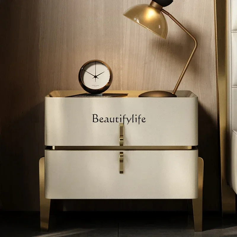 

Light luxury modern bedside table storage Italian minimalist high-end simple bedside table