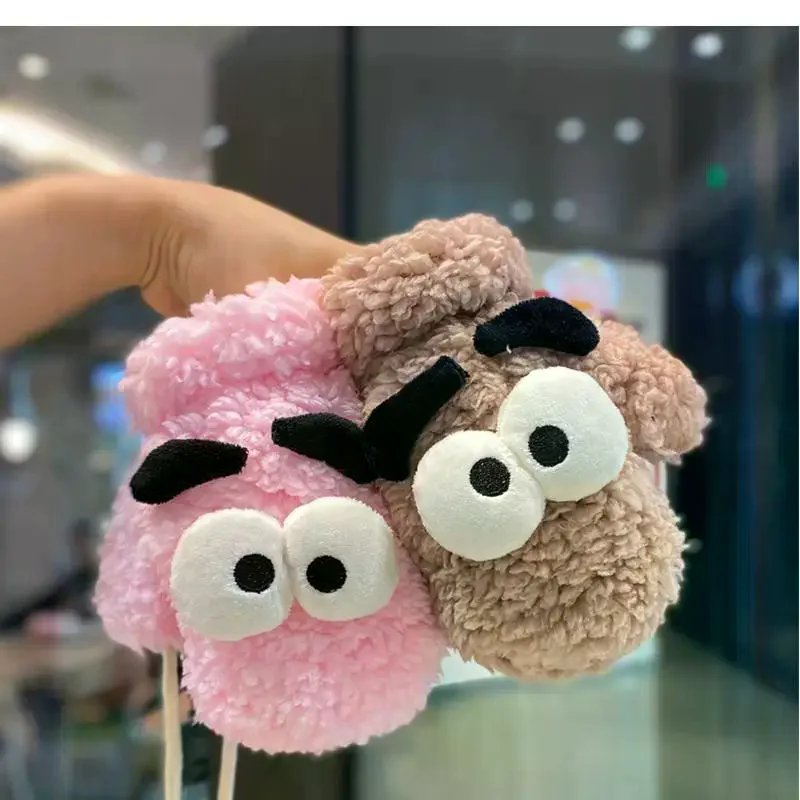 الشتاء الاطفال فروي شنقا الرقبة قفازات الطفل سميكة فو الفراء القفازات الكرتون لطيف الدب أفخم قفازات #6