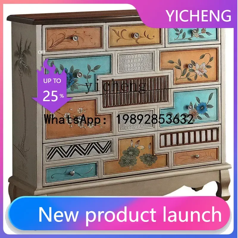 X1  Five Bucket Solid Wood Cabinets Locker Retro Bedroom Drawer Storage Cabinet