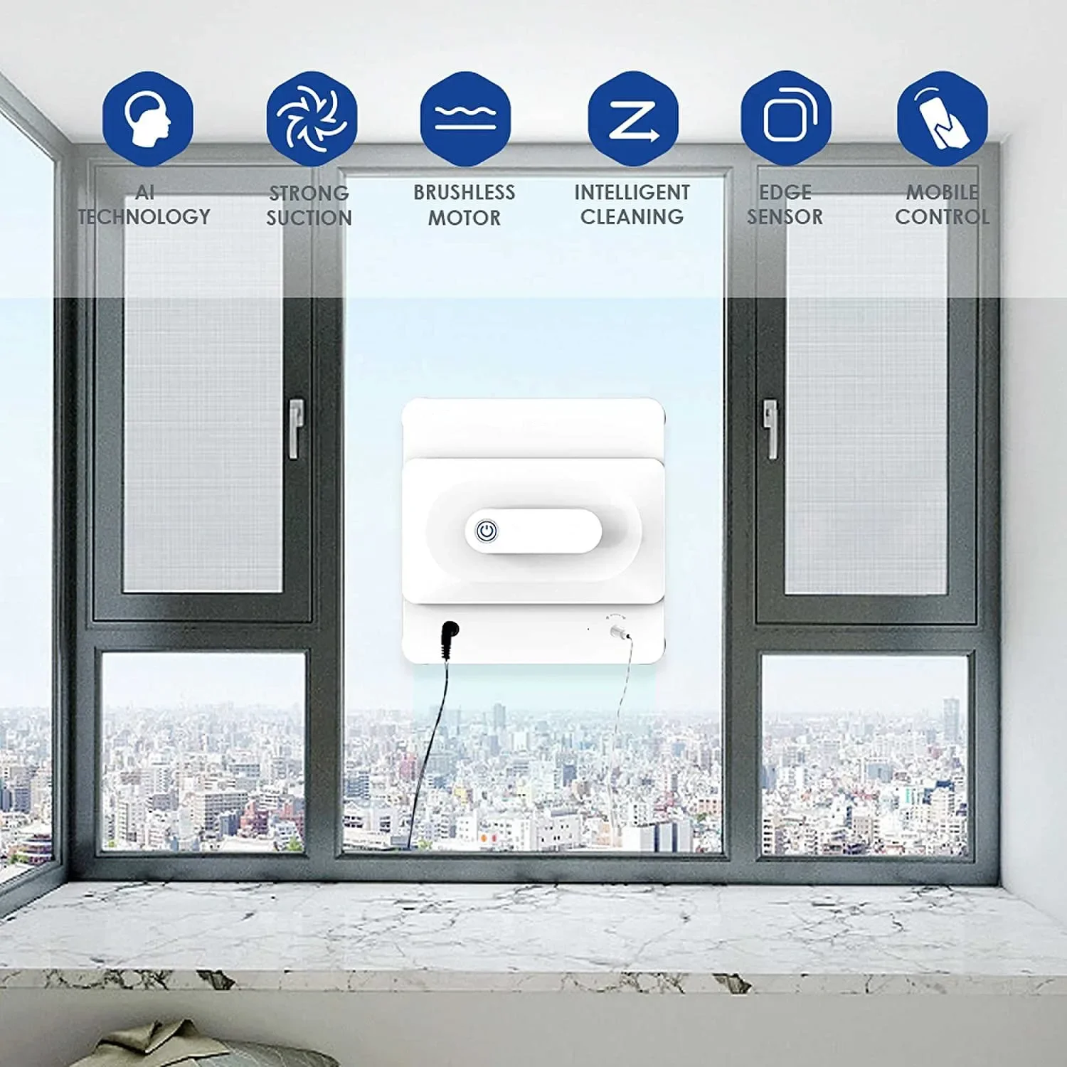 Robot aspirador automático para ventanas, Control remoto, eléctrico