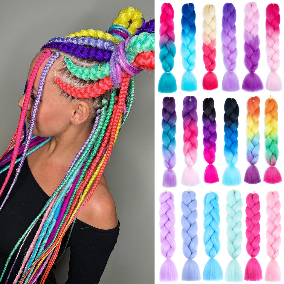 Jumbo Braid Hair 24 Inch Synthetic Hair Attachment for Briads Expression Extensions for Twist Box Crochet Braiding Hair for Girl