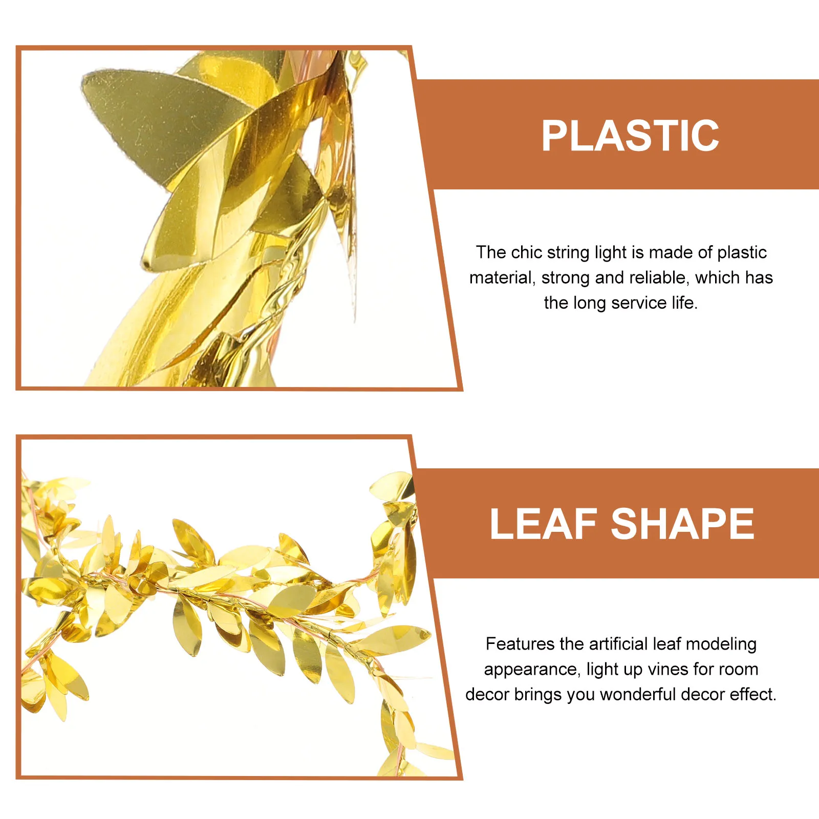 

Golden PVC String Lights Vines Artificial Plants Decorative LED Home Party Bedroom Wall Door Window Leaf Fairy