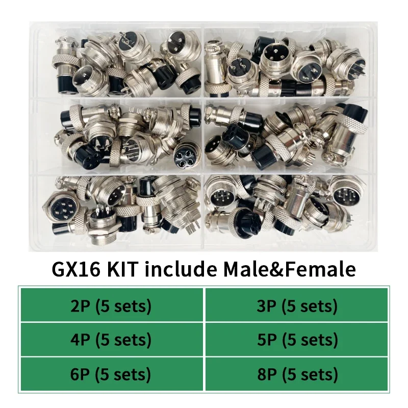 Soquete masculino e feminino da aviação do aviador, fio elétrico circular, conjunto de conectores do painel, tipo porca, kit GX16, 2, 3, 4, 5, 6, 7, 8, 9, 10P