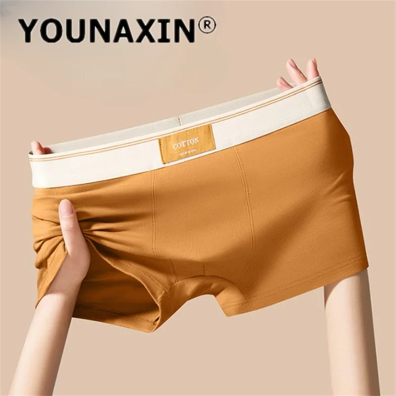 5 Pcs Men's Underwear Panties Boxershorts Breathable Cotton Underwear Solid Color Boxer Shorts Asian Size L XL 2XL 3XL 4XL 5XL
