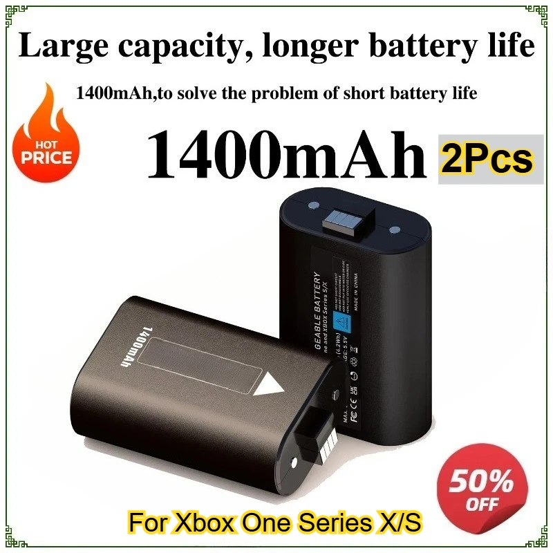 

1400mAh Rechargeable Li-ion Battery for Xbox One Series X/S for Xbox One OneX OneS Elite Wireless Controller Replacement Bateria