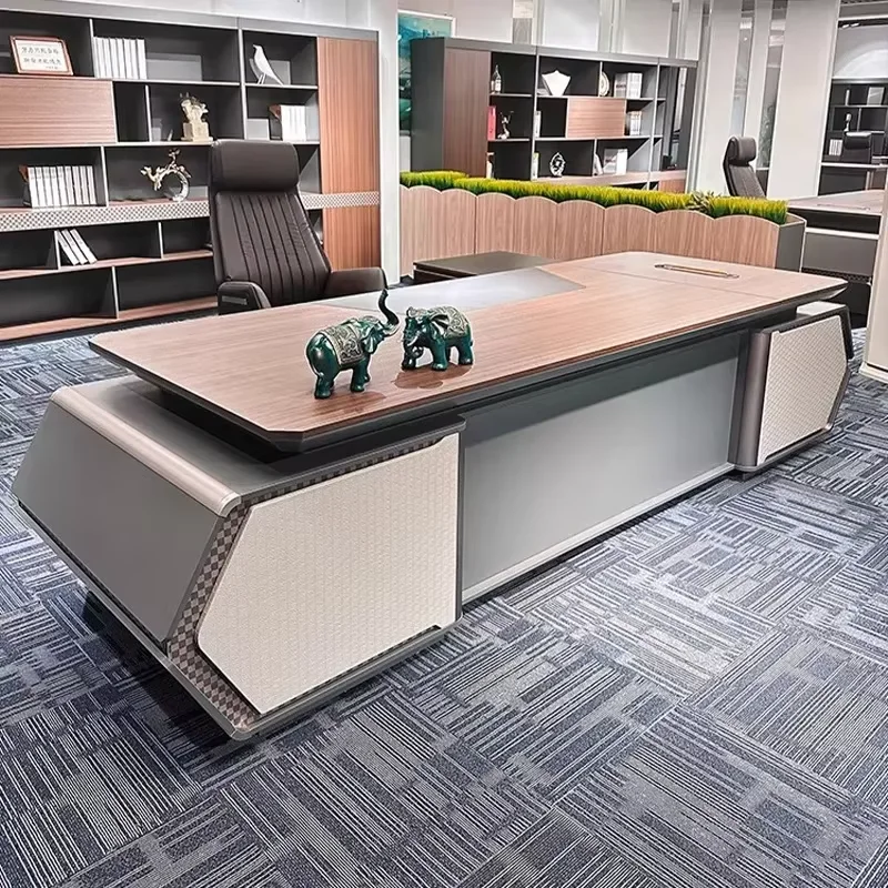 Brown Strong Executive Desk Designer Asthetic Luxury Modern Office Desks Drawers Cheap Large Mesa De Escritorio Office Furniture