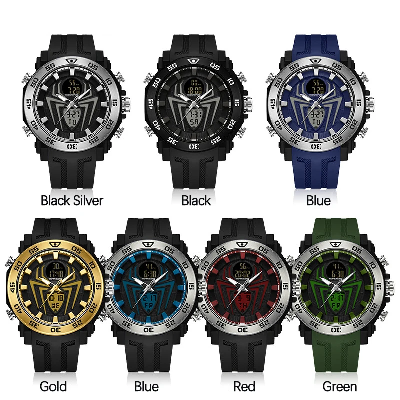 UTHAI CQ349 New Men watch Spider Pattern Night Light Fashion Trend Alarm Clock Quartz Watch Cool Clock Gift，watches for man