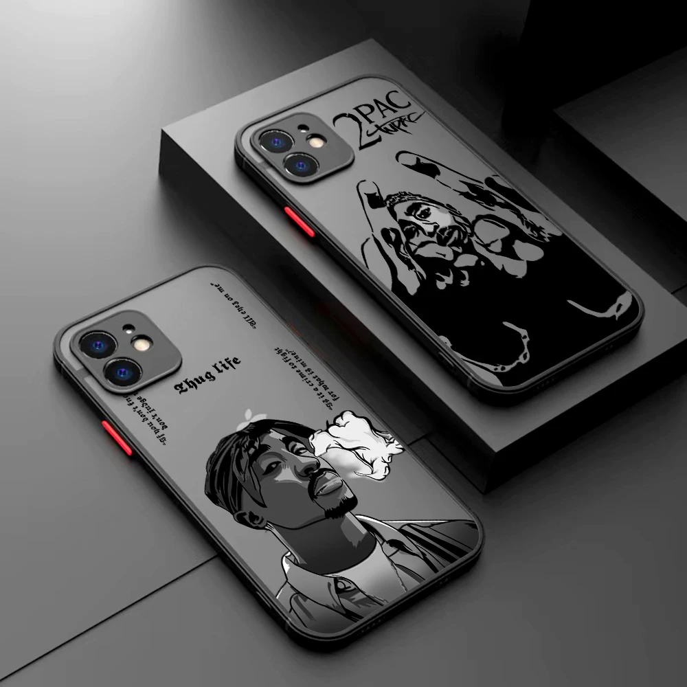 Etui na telefon Rapper 2pac Singer Tupac do iPhone 15 14 13 12 11 Pro Max X XR XSMax 7 8 Plus Matte Transparent Back Cover