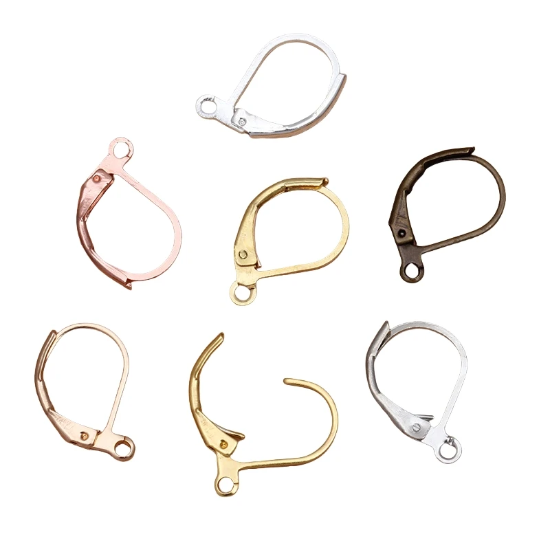 BoYuTe (200 Pieces/Lot) 10*15mm Metal Brass D Shaped French Earring Hook with Loop Diy Handmade Jewelry Materials