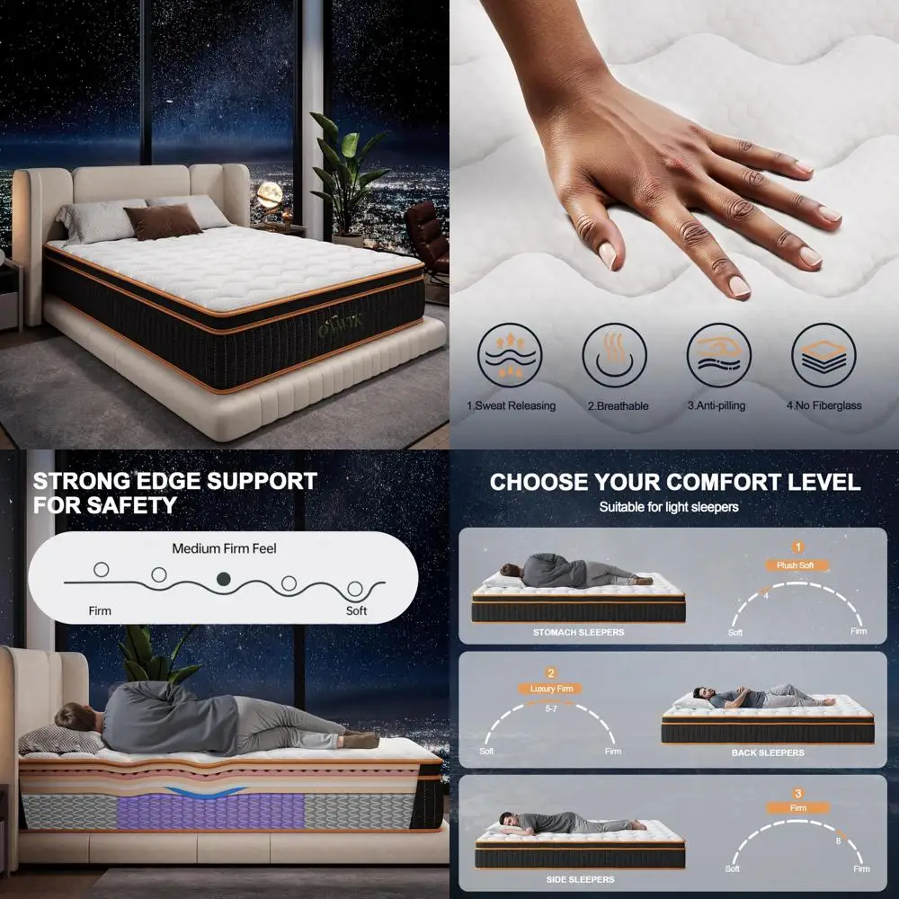 

Queen Size 10 Inch Hybrid Mattress with Memory Foam and Pocket Springs, Boxed Bed with Edge Support and Reduced Motion Transfer