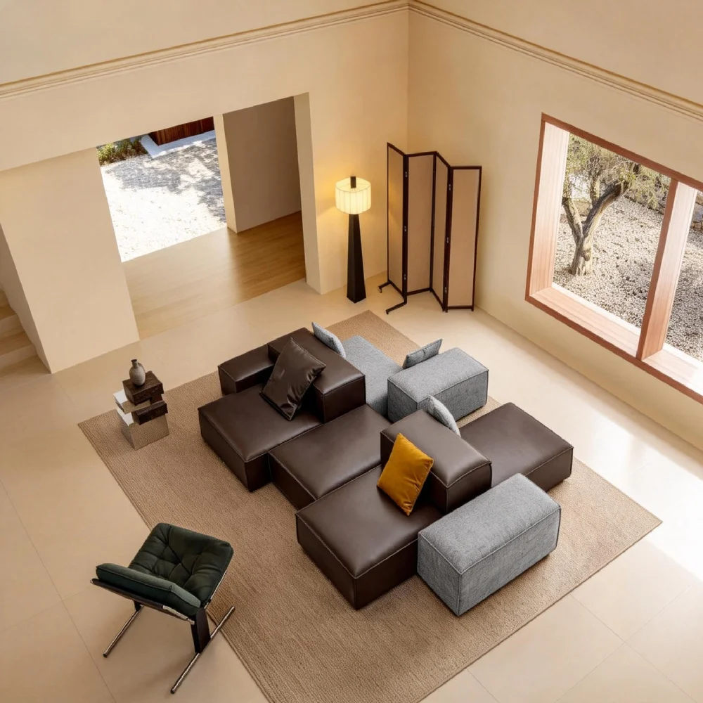 #High Quality Suede Leather Modern Living Room Sofa Set Eco-Friendly & Durable For Hotel And Residential Projects