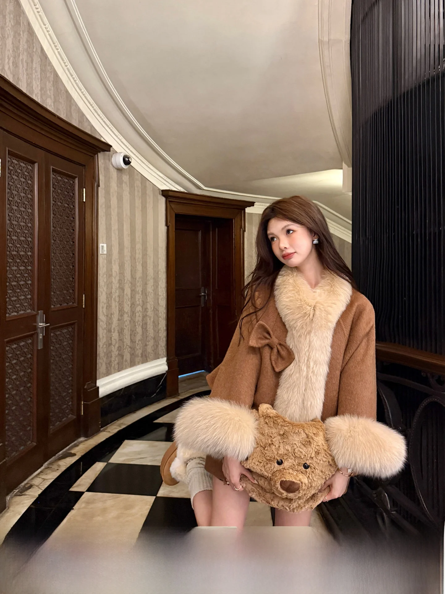 

Double-Sided Woolen Coat with Knot for Women Korean Sle Loose Fit Long Sve Thi Winter Outerwear yanna