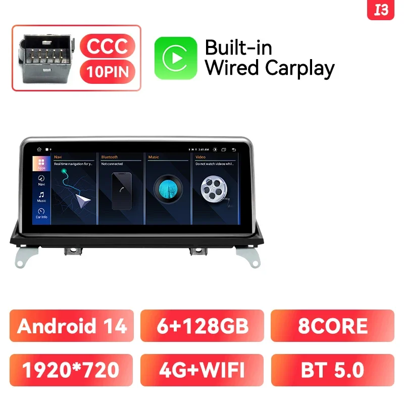 Draadloze Carplay Andorid 14 Auto Auto Radio Speler Voor Bmw X5 E 70X6 E71 F16 2007-2014 Ccc Cic Multimedia Gps 4G Wifi Autoradio