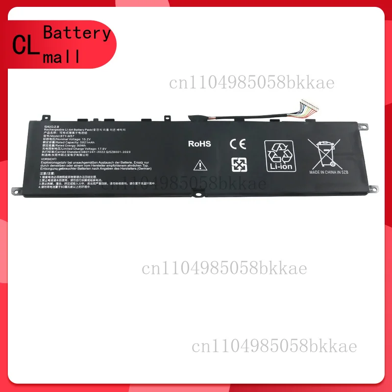 

New BTY-M57 Laptop Battery For MSI GP66 GP76 MS-17K3 Leopard 10UG Series Notebook 15.2V 90WH 5921mAh