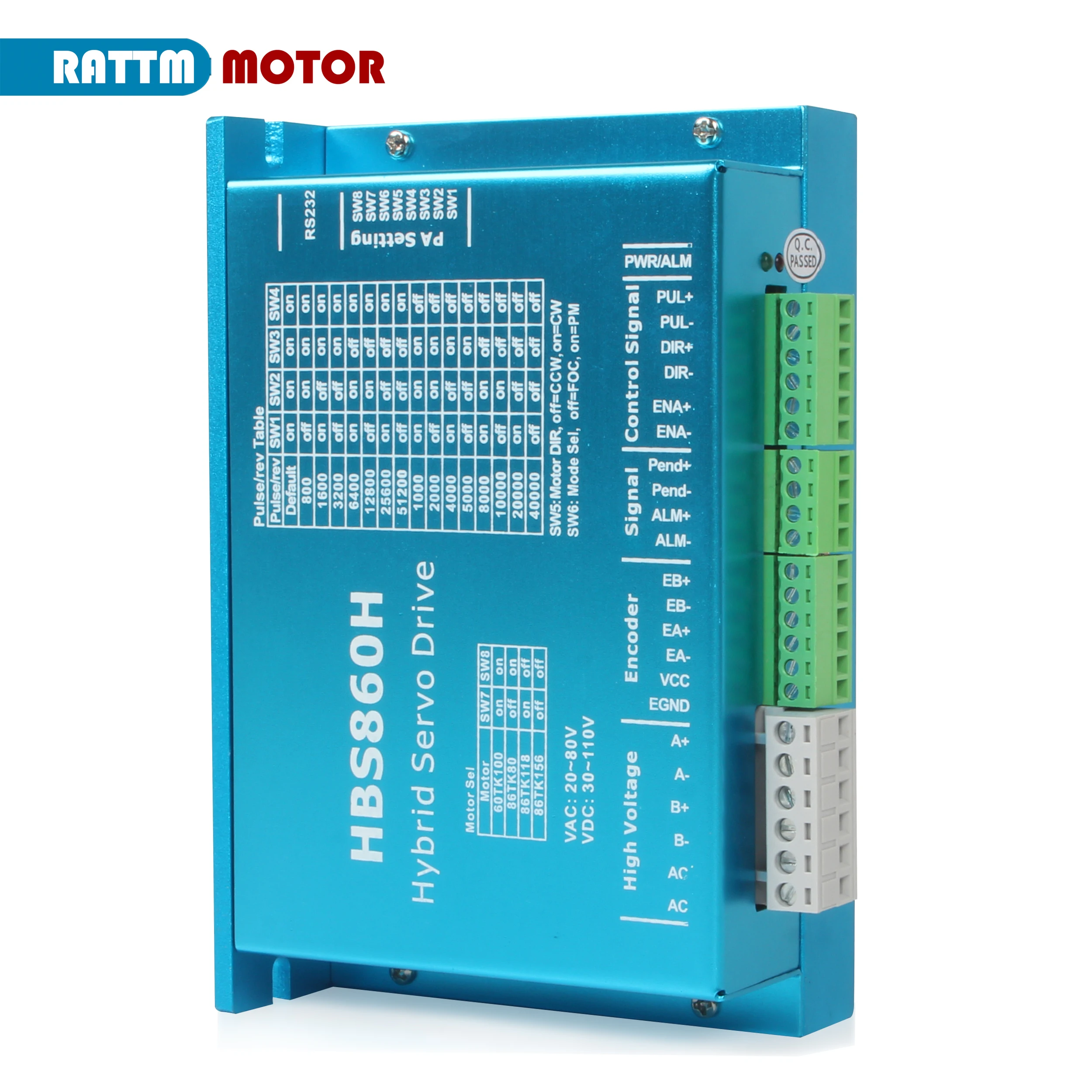 CNC Hybrid Servo Motor Driver HBS860H AC20-80V or DC30-110V For Nema34 Close Loop Servo Motor