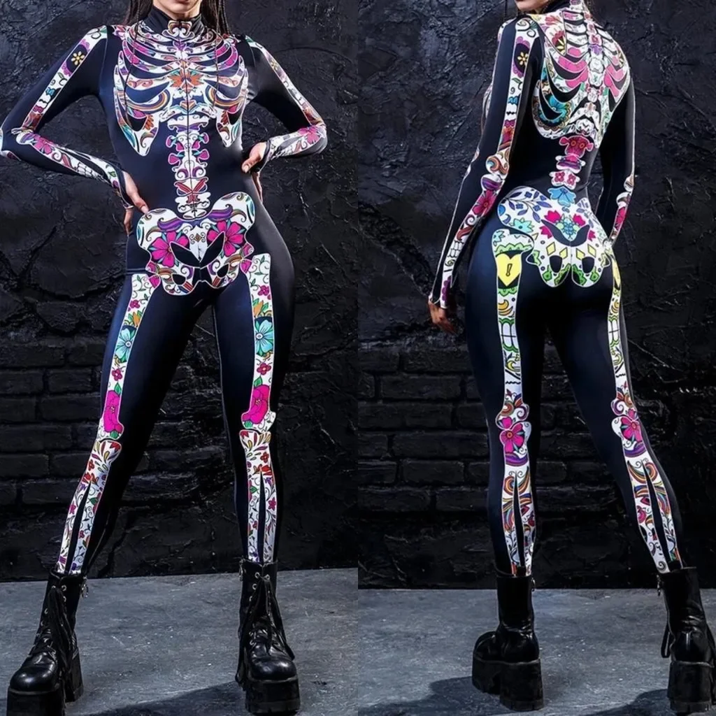 

Unisex Cyber Punk 3D Digital Printing Halloween Party Role Play Outfit Women Men Cosplay Costume Carnival Jumpsuit