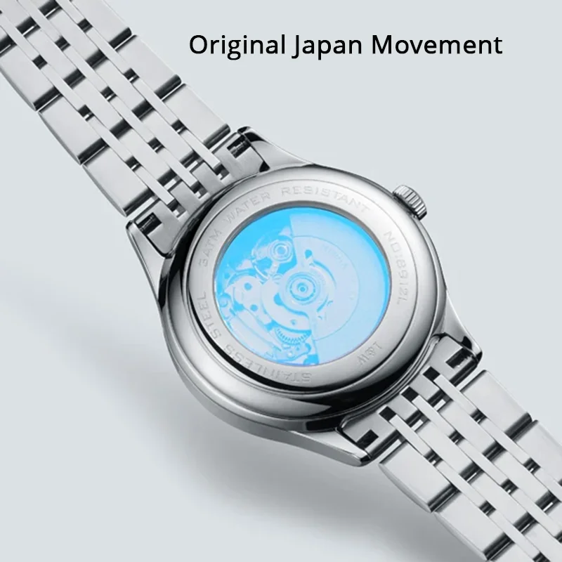 I&W CARNIVAL Fashion Women's Watches Luxury MIYOTA Automatic Watch Sapphire Calendar Stainless Steel Waterproof Reloj Para Mujer