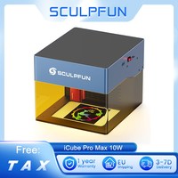 SCULPFUN iCube Pro Max 10W Laser Engraver 0.08mm Laser Spot, 10000mm/min Engraving Speed, Smoke Filter App Connection, 120x120mm