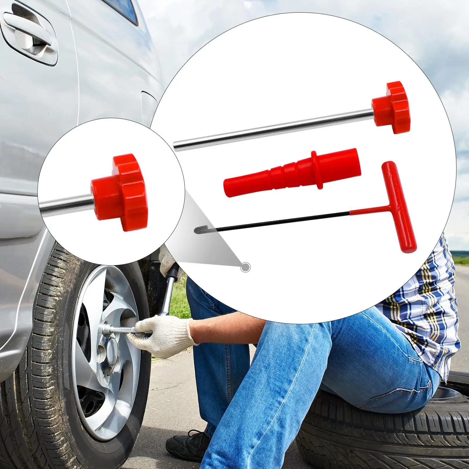 Easy Install Valve Stem Removal Tool Set Tapered Tube Tire Fitting Tool for Cars Motorcycles Bicycles