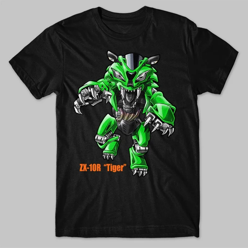 

Classic Japanese Motorcycle ZX-10R Tiger Transfiguration Inspired T-Shirt 100% Cotton O-Neck Short Sleeve Casual Mens T-shirt