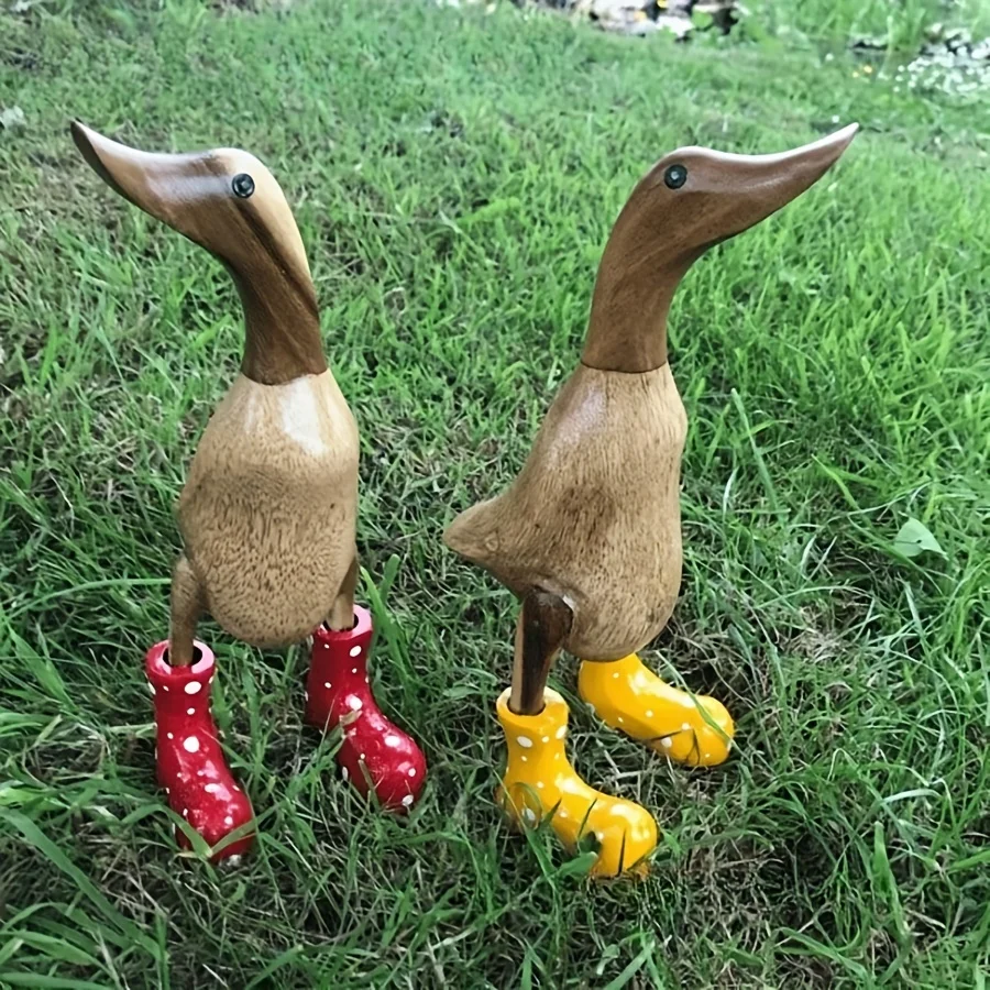 1 piece boot-wearing duck, cute outdoor animal statue, garden courtyard decoration ornament, resin home craft