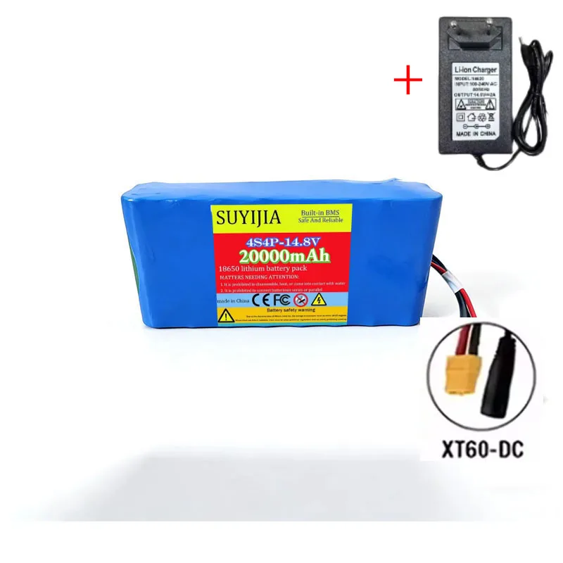 4S4P 14.8V 20Ah 18650 lithiumbatterij Ingebouwde 10A BMS Voor nachtvissen, verlichting, luidsprekers, radio's, 14V batterij + 16,8V 2A-oplader