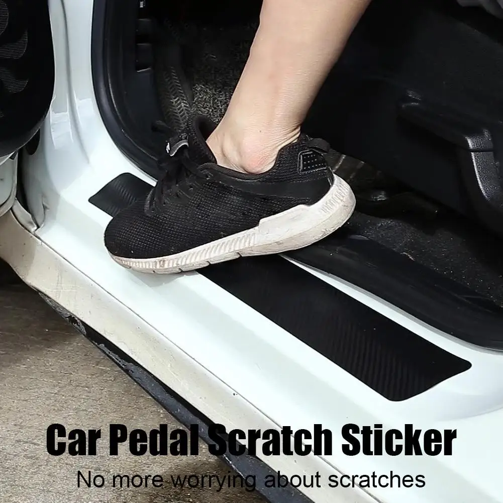 

4PC Car Door Sill Pedal Scratch Sticker Carbon Fiber Protective Film Anti-scratch And Waterproof Self Adhesive Sticker