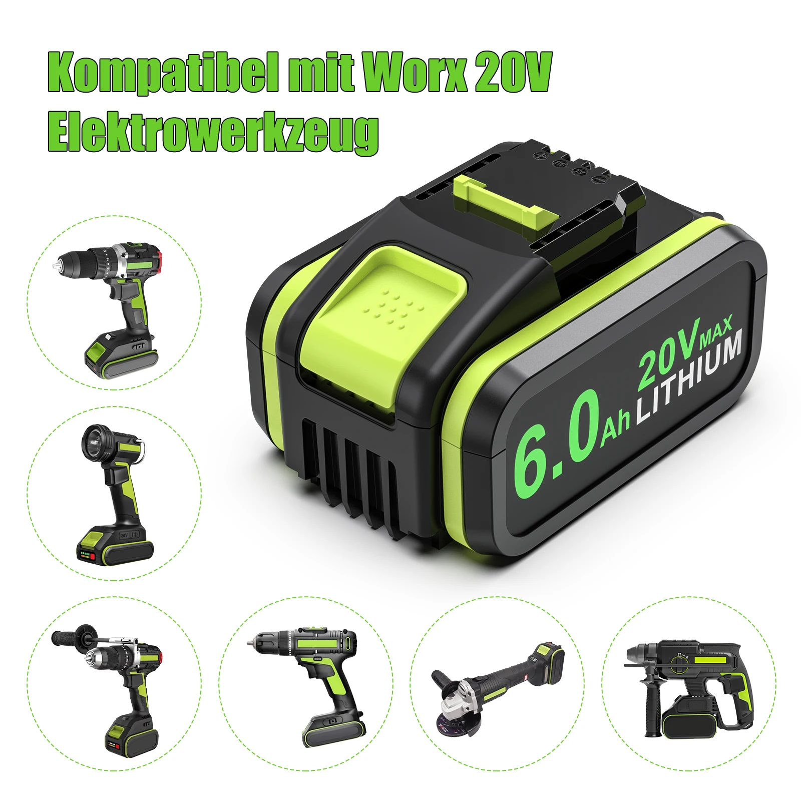 Dla WA3553/WA3570 Worx 20V bateria 6000mAh zapasowe akumulatory Worx do WA3551 WA3553 WA3572 WX390 WX176 WX178 akumulator do elektronarzędzi