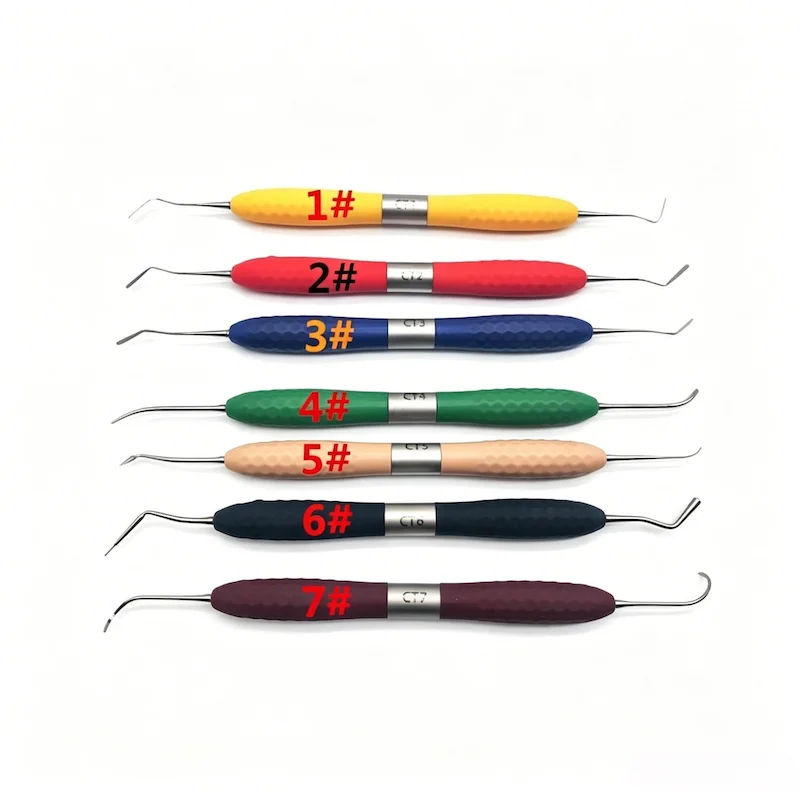 

7Pcs Dental Resin Filling Trimming Tools Set Anti-slip Silicone Handle Autoclavable for Oral Clinic Restoration