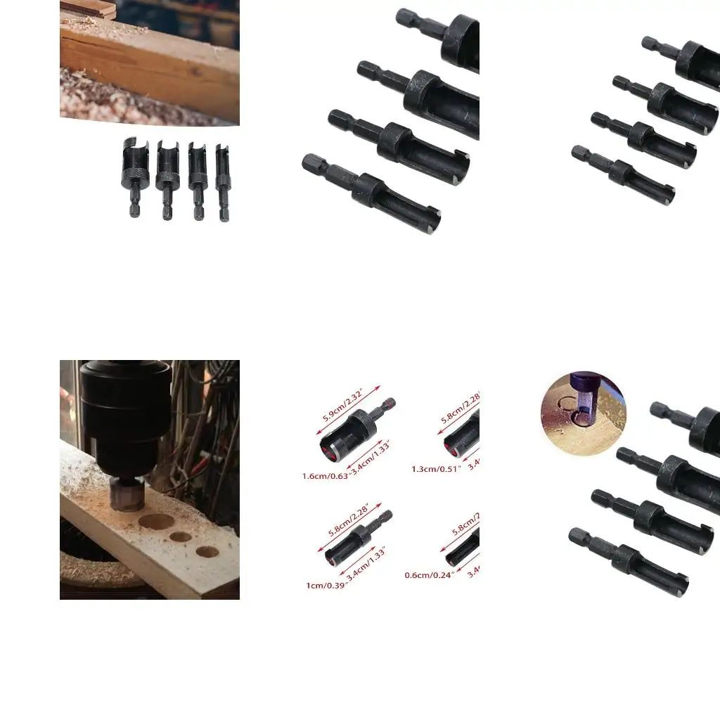 

6 мм/10 мм/13 мм/16 мм, 4 шт., прочная деревянная пробка, резак для отверстий, комплект режущих дюбелей, пробковый инструмент
