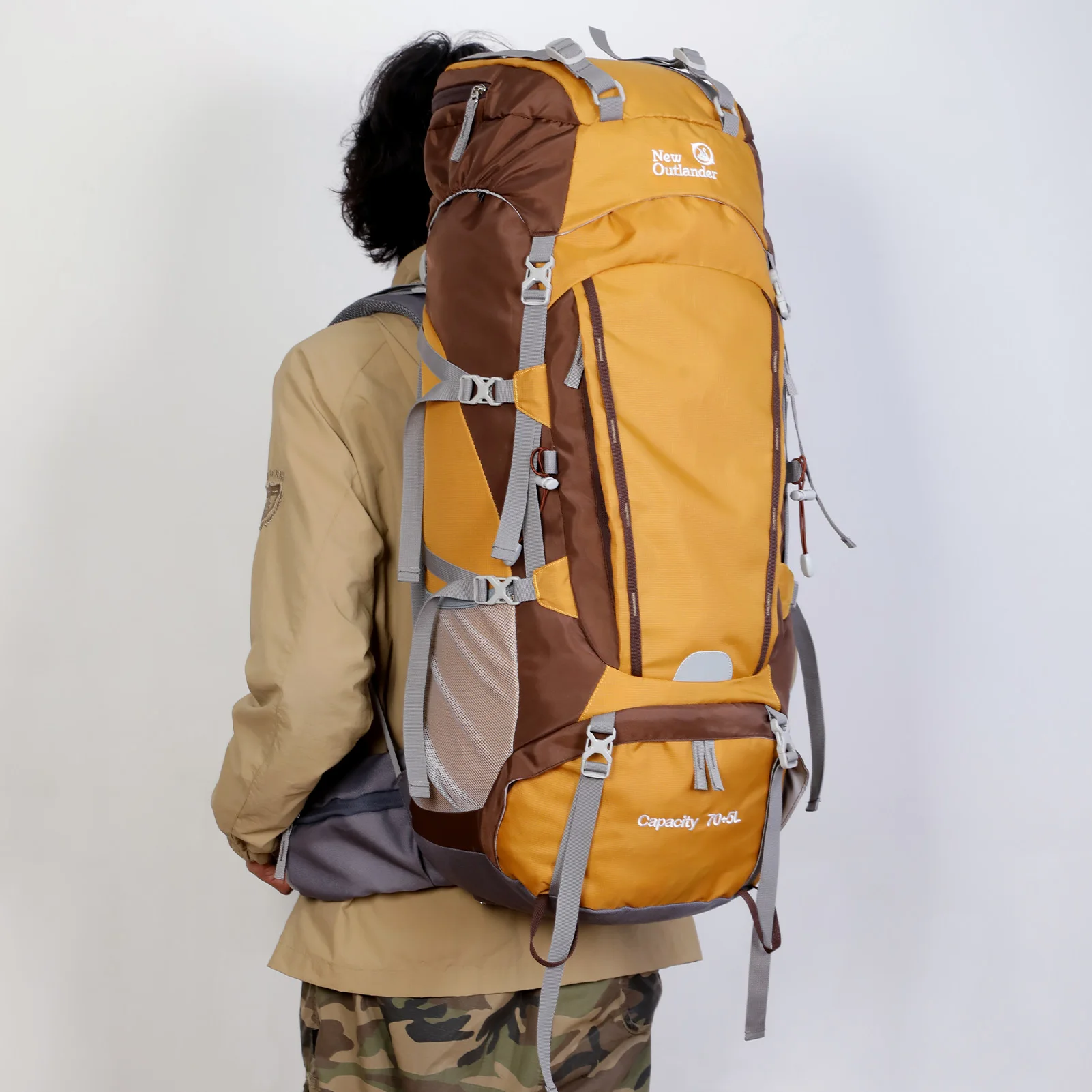 75L Hiking Backpack Large Capacity Ergonomically Designed Camping Backpack with Rain Cover Shoes Warehouse